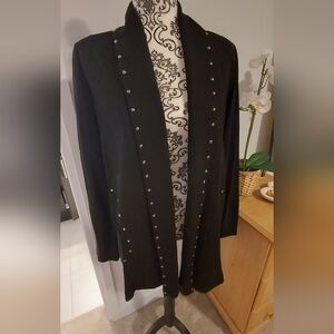NwT womens Long black blazer with stud details